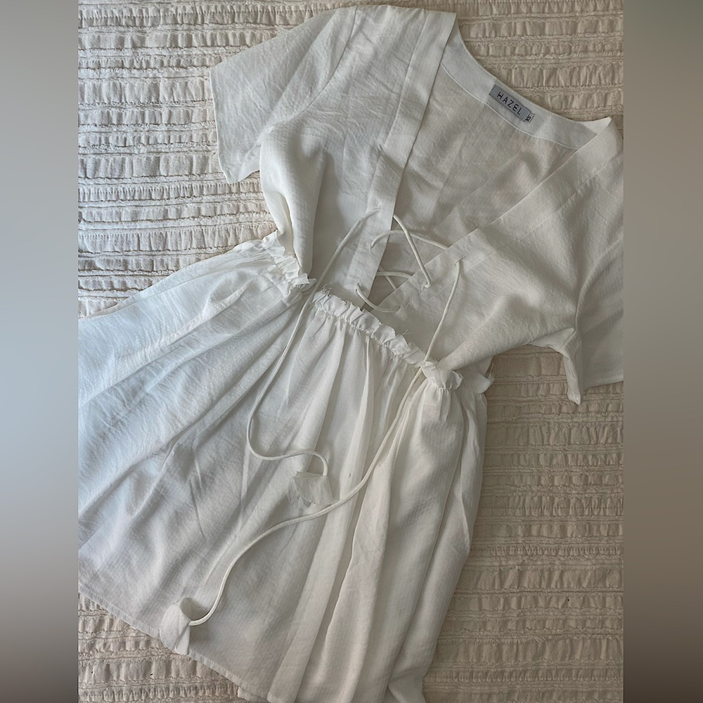 White Babydoll Dress Tie Detail